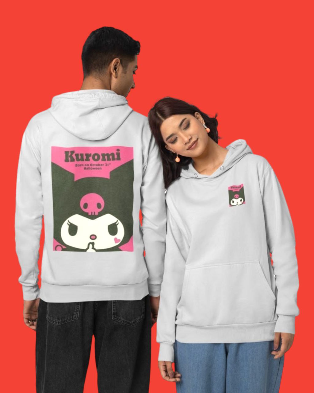 Kuromi store Gray Graphic Hoodie