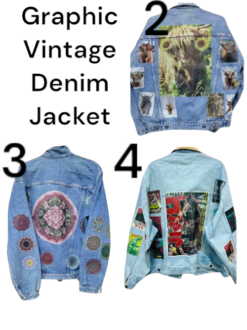 Vintage Customized Multi-Patches Trucker Denim Jacket 80s 90s Style S-XXL