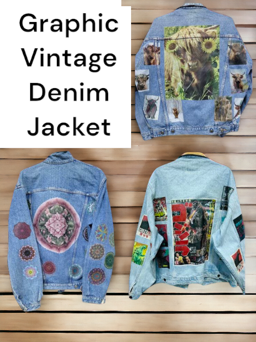 Vintage Customized Multi Patches Trucker Denim Jacket 80s 90s Style S MAXGRG