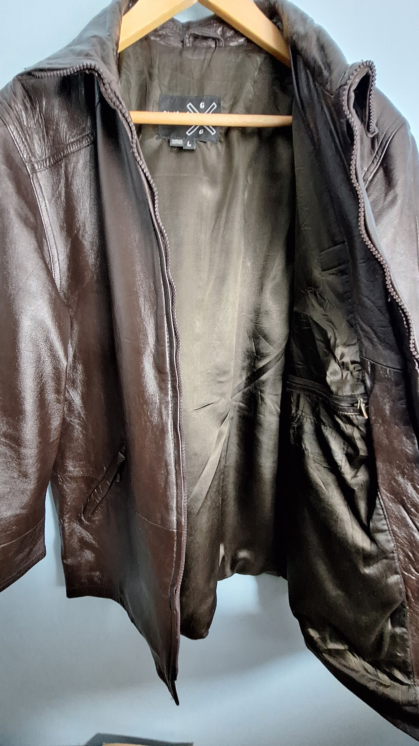 MAXGRG Genuine Leather Jacket for Men – Classic Brown Coat with Front Zipper & Pockets