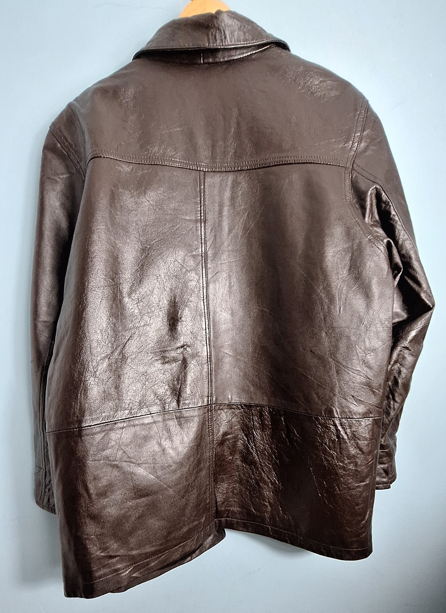 MAXGRG Genuine Leather Jacket for Men – Classic Brown Coat with Front Zipper & Pockets