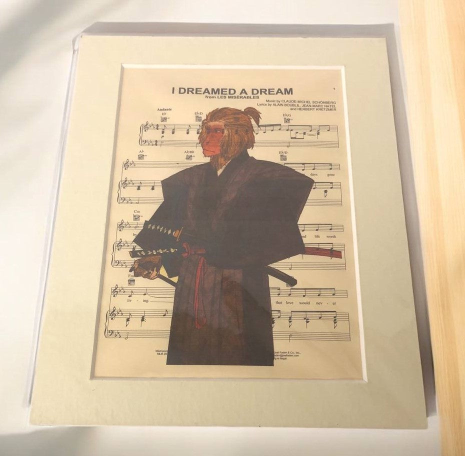 "I Dreamed a Dream" Samurai Monkey Poster - Unique Art Print Hard Board Poster