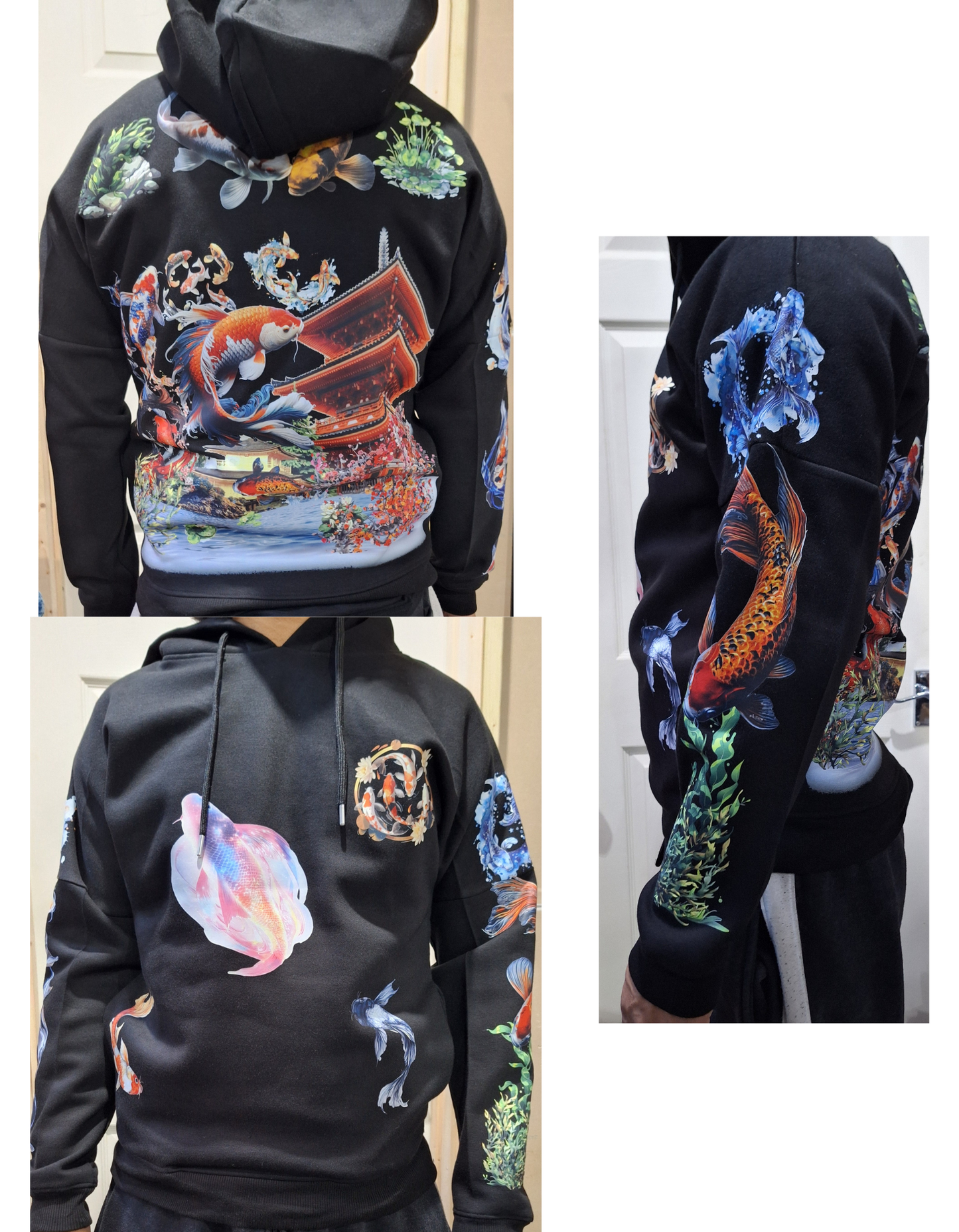 Koi Fish Theme Custom Graphic Printed Hoodie I Unisex Graphic Hoodie Various Sizes