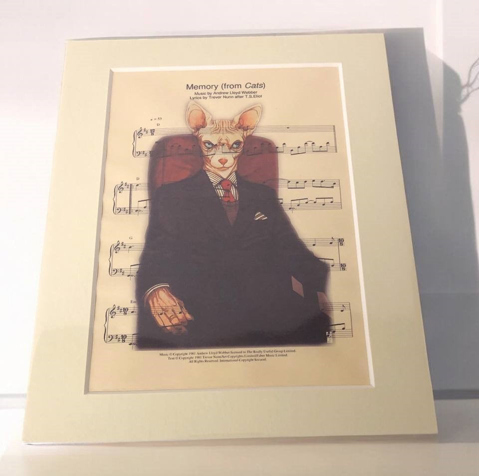 Cat in Suit Poster - Unique Art Print Hard Board Poster