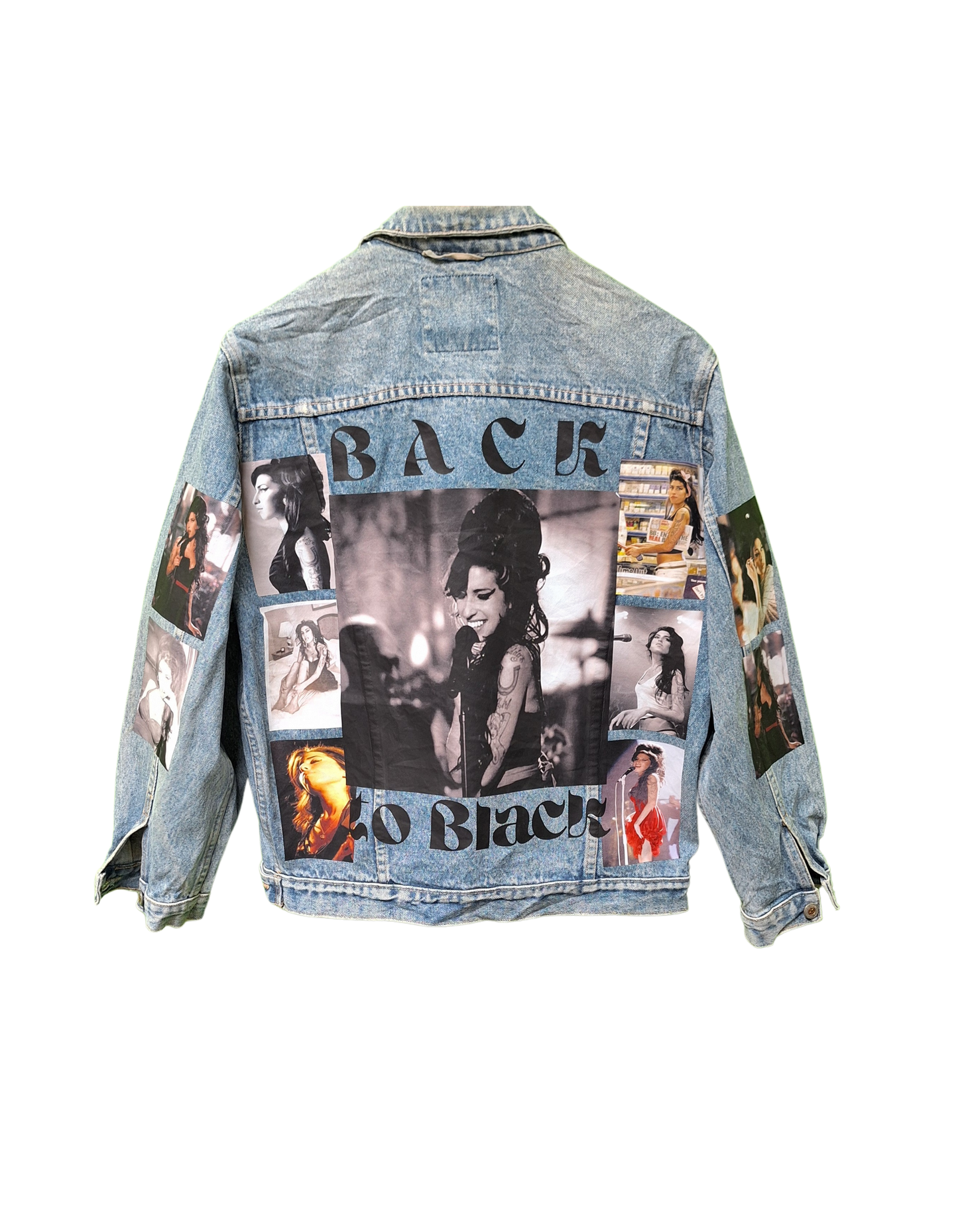 Back To Black Vintage Printed Customised Denim Jacket l Unisex Customised Denim Jacket