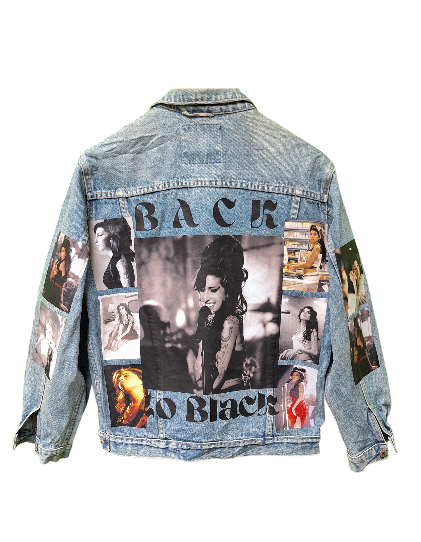 Back To Black Vintage Printed Customised Denim Jacket l Unisex Customised Denim Jacket