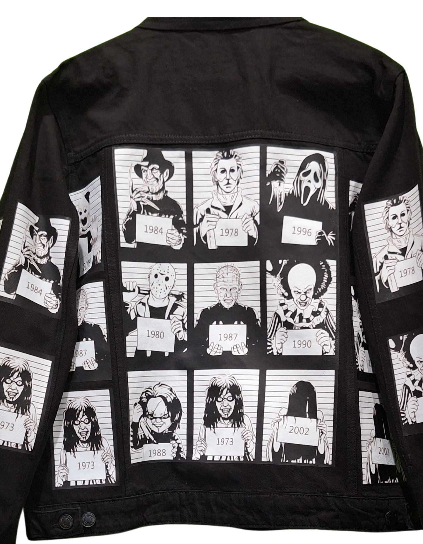 Customized 'Horror' Vintage Denim Jacket | Unisex Vintage Graphic Denim Jacket