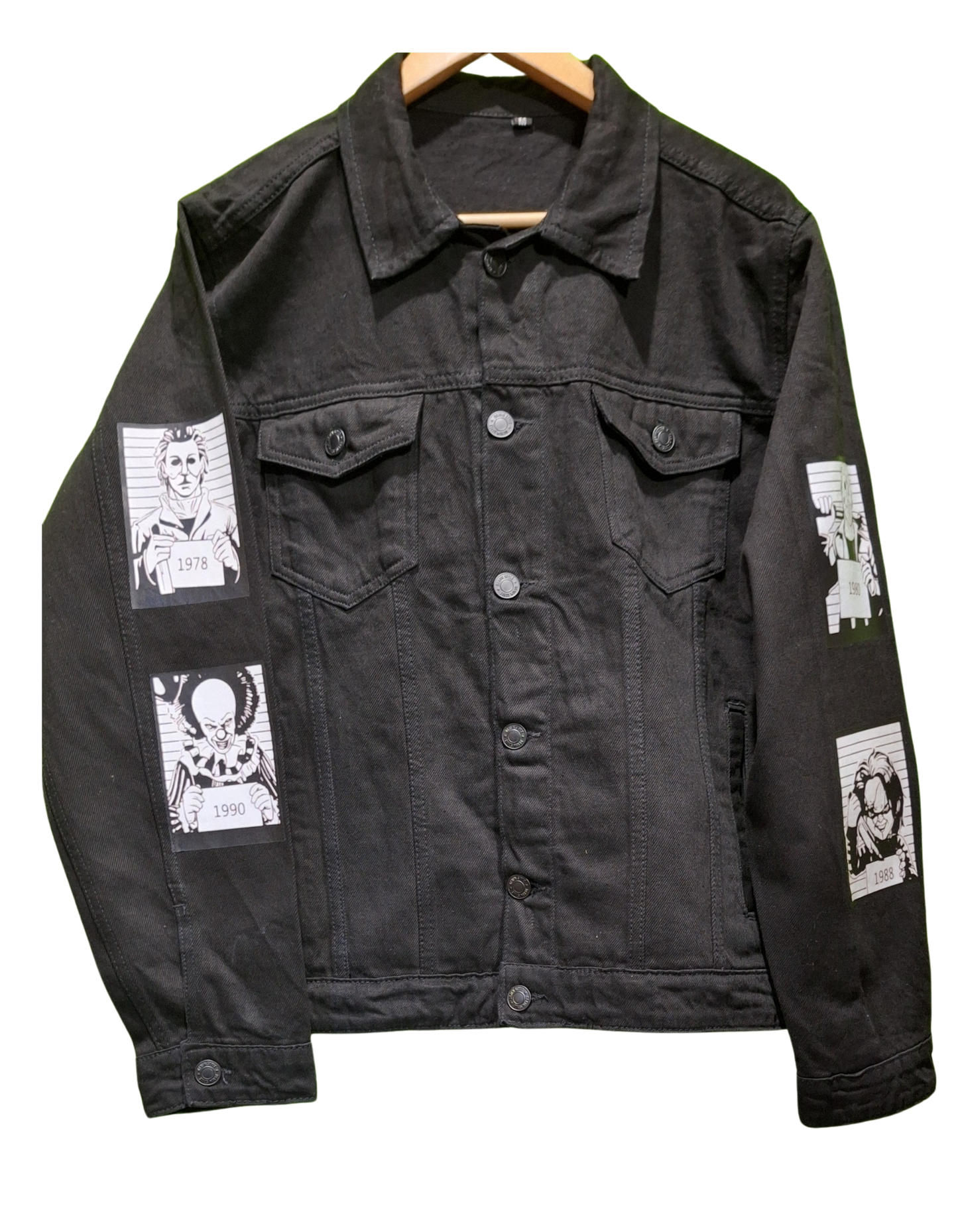 Customized 'Horror' Vintage Denim Jacket | Unisex Vintage Graphic Denim Jacket