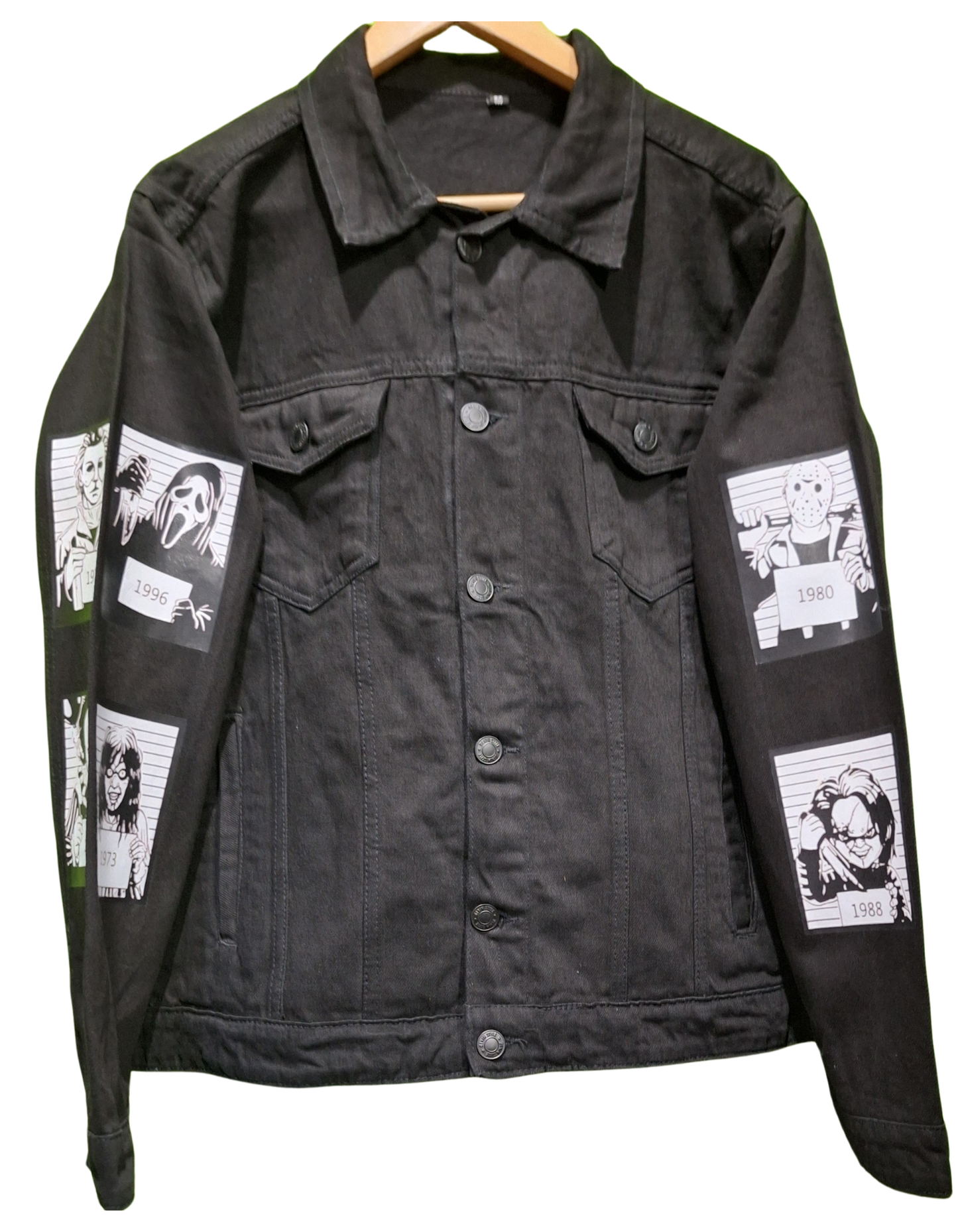 Customized 'Horror' Vintage Denim Jacket | Unisex Vintage Graphic Denim Jacket