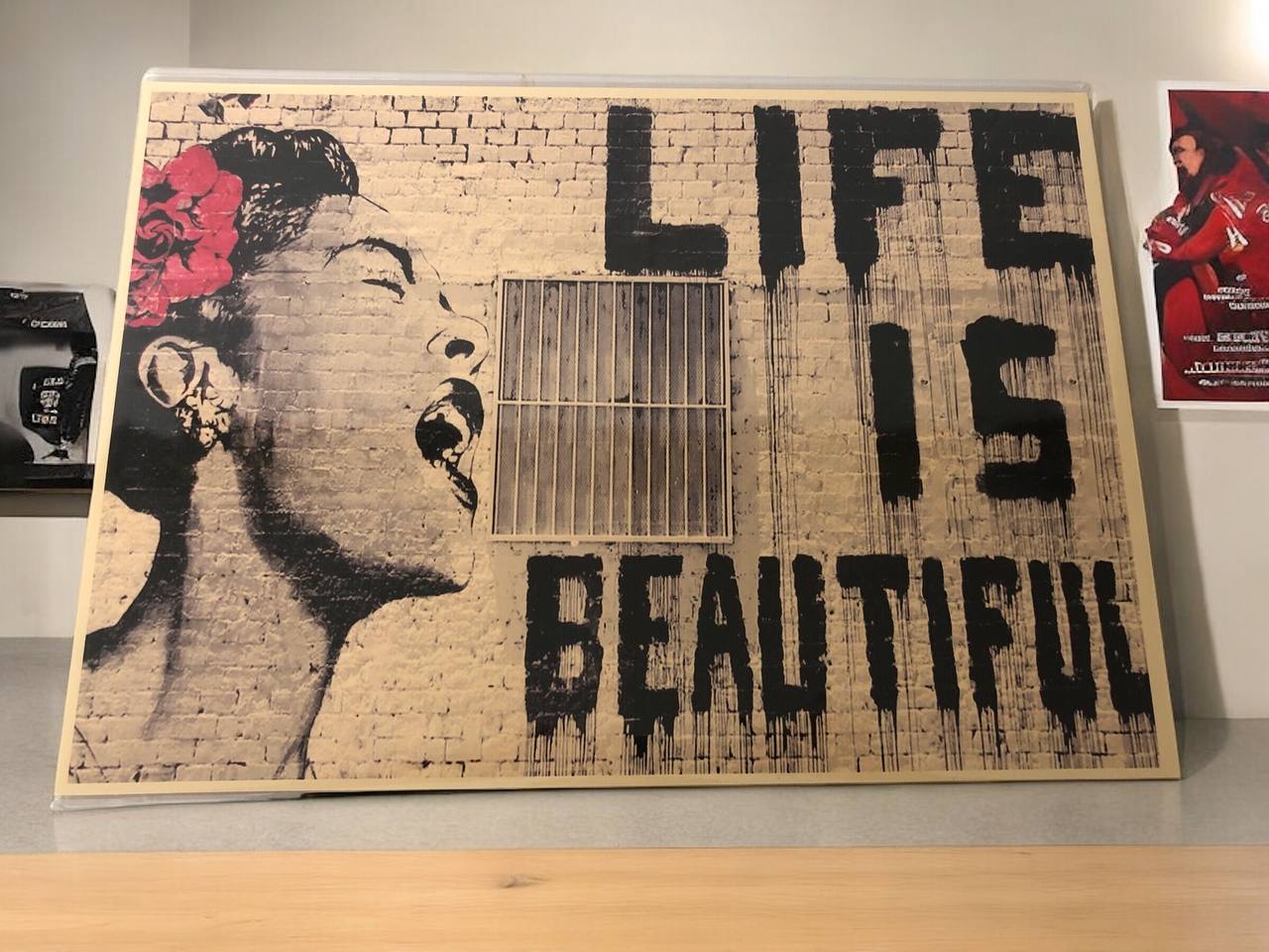 Life is Beautiful Poster - Urban Street Art - A4 Size Hard Board Poster