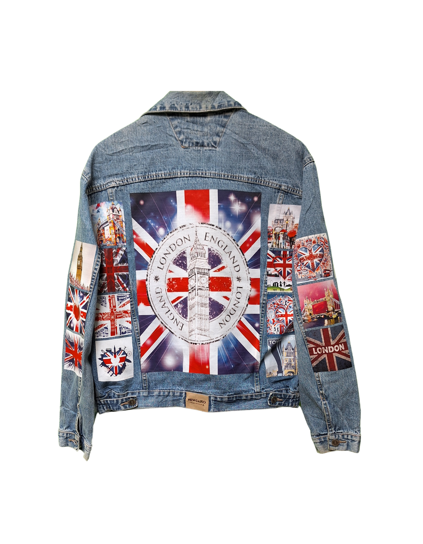 British Flag Vintage Printed Customised Denim Jacket l Unisex Customised Denim Jacket