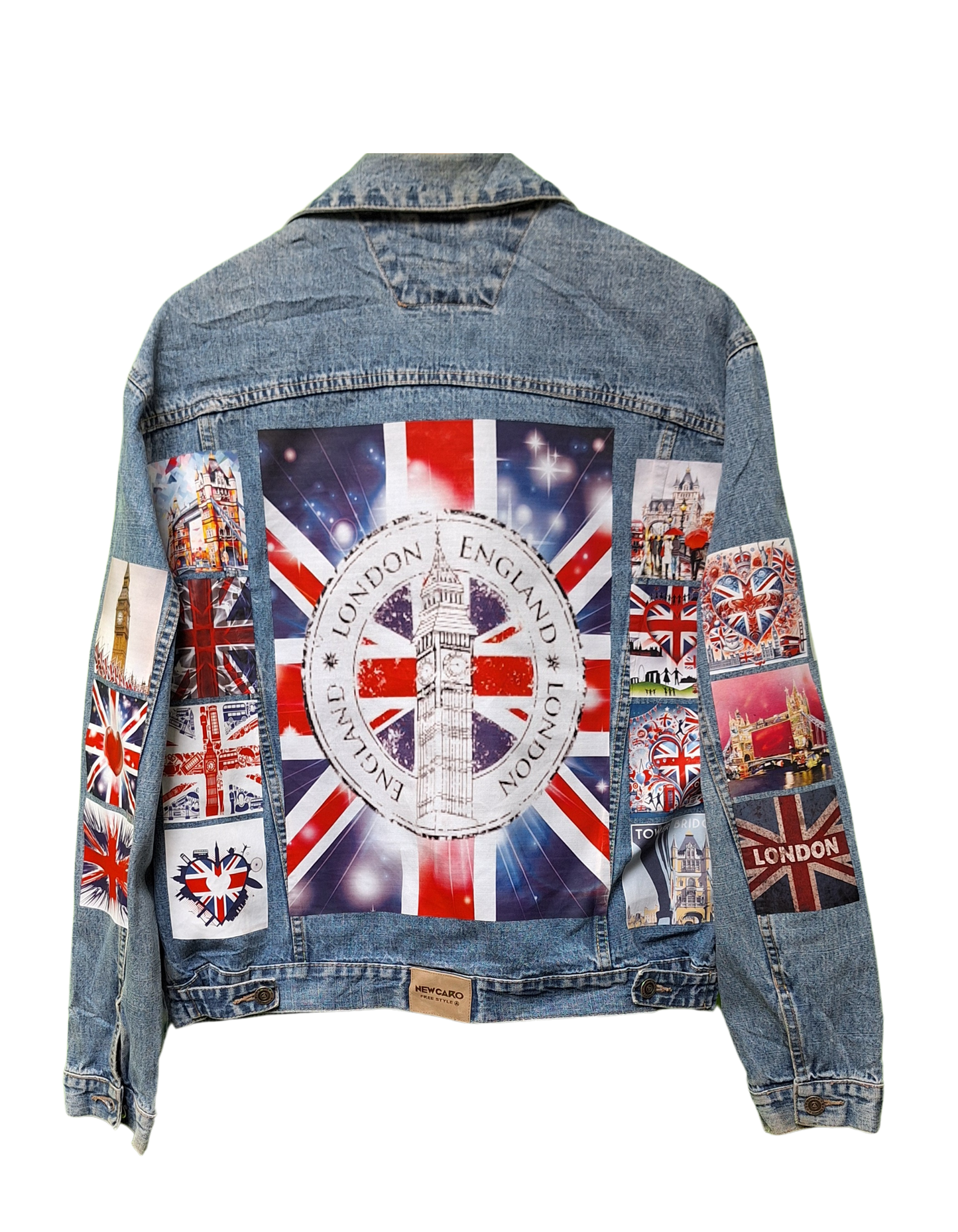British Flag Vintage Printed Customised Denim Jacket l Unisex Customised Denim Jacket