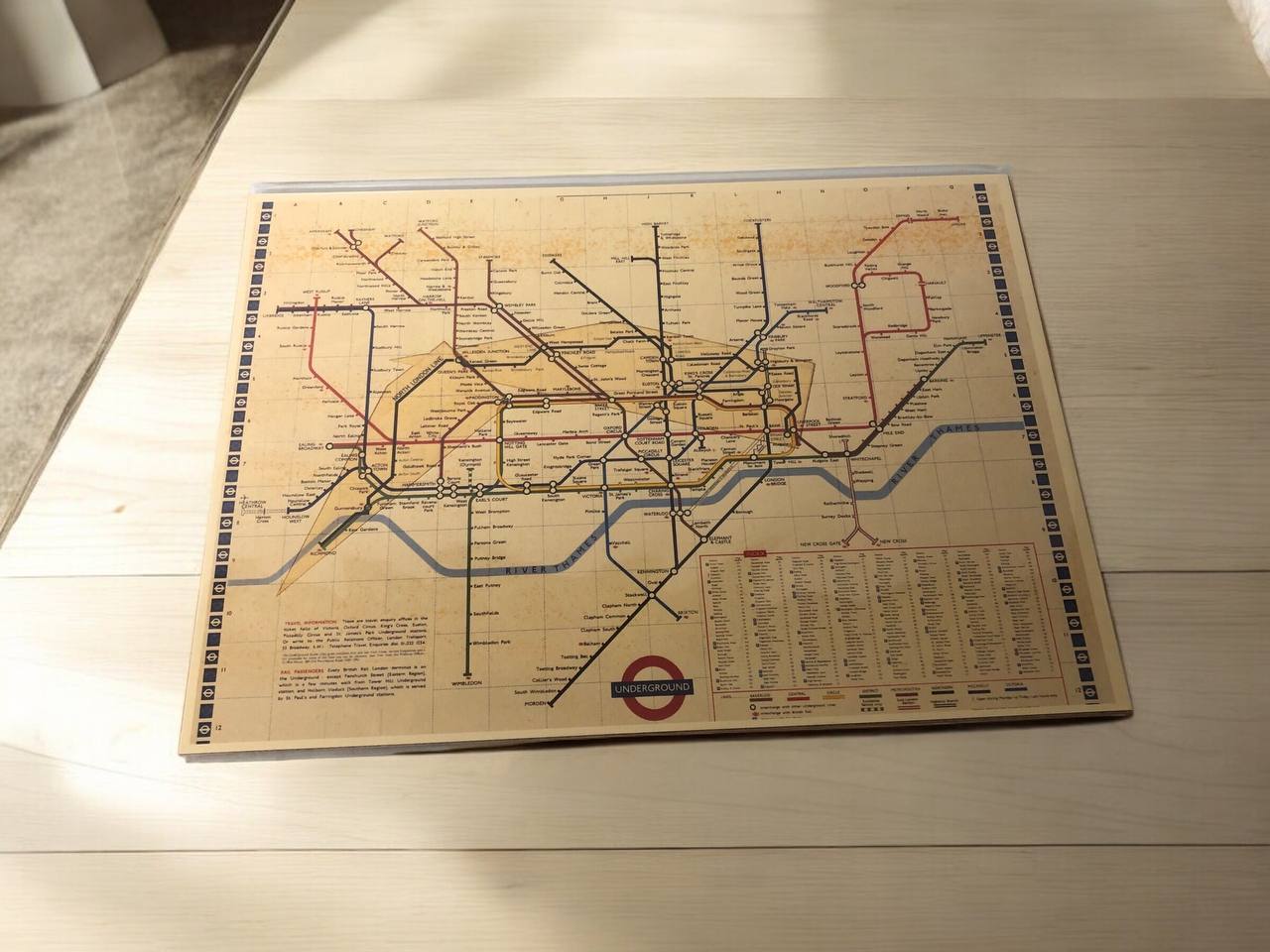 London Underground Map Poster - A4 Size Hard Board Poster