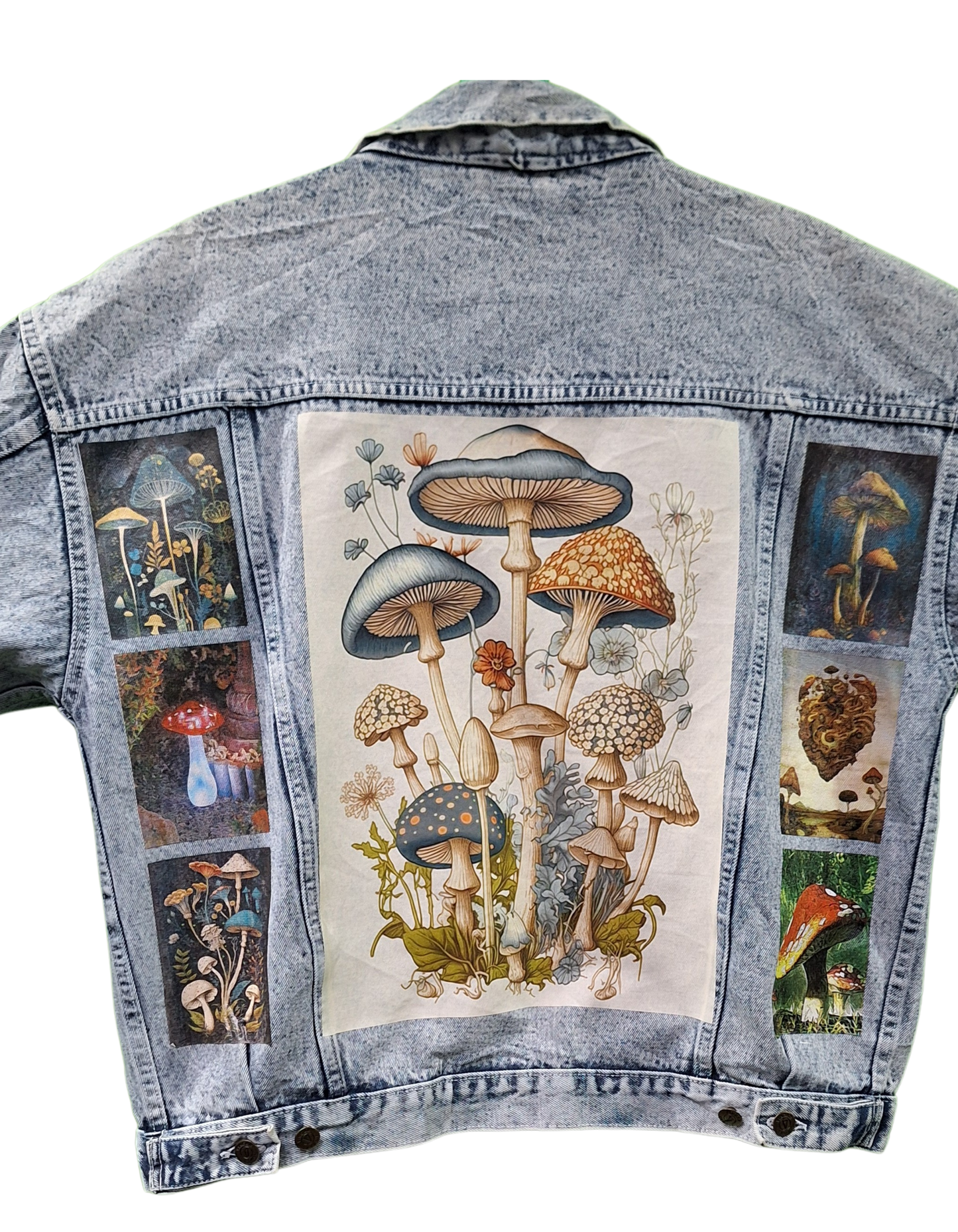 Mushroom Vintage Denim Jacket Graphic Design l Unisex Printed Denim Jacket