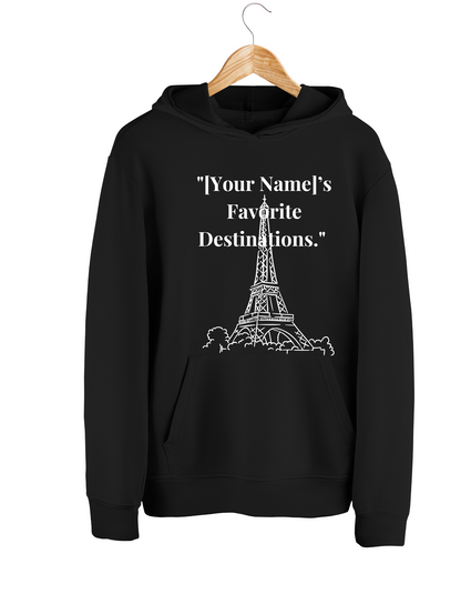 [Your Text]'s Favourite Destination Hoodie | Customized Black Hoodie