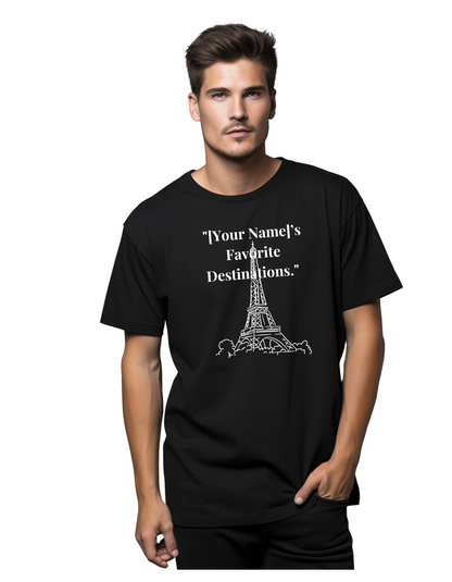 [Your Text]'s Favourite Destination Tee | Custom Black T-Shirt