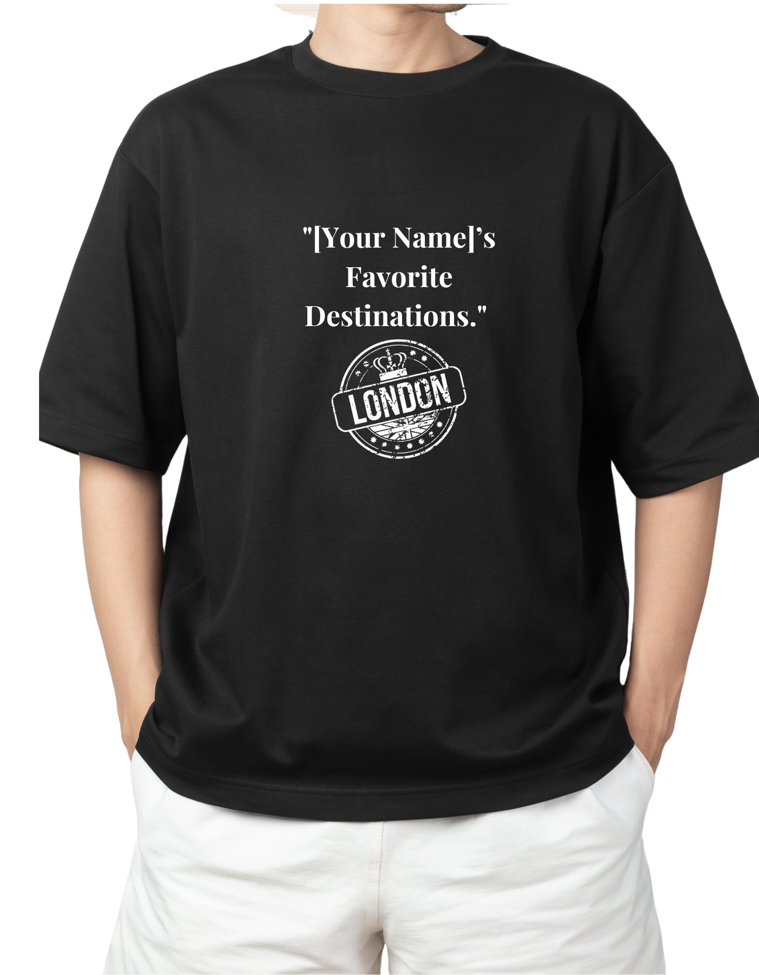 [Your Text]'s Favourite Destination Tee | Custom Black T-Shirt