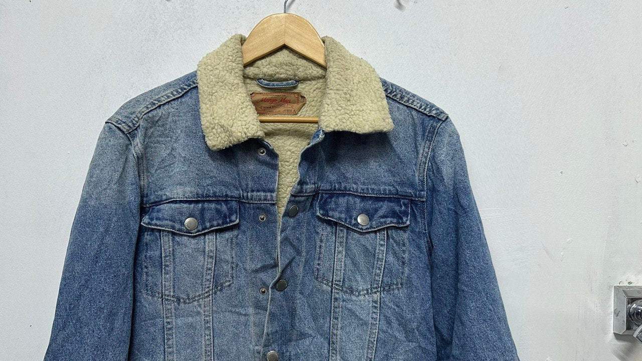 Vintage Sheepskin Denim Jackets – Warm, Stylish, Multiple Sizes Shearling Denim Jacket