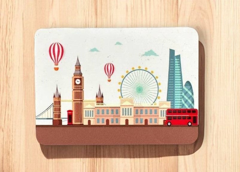 London-Themed Wooden Metal Magnet - Perfect Gift and Stylish Fridge Decor