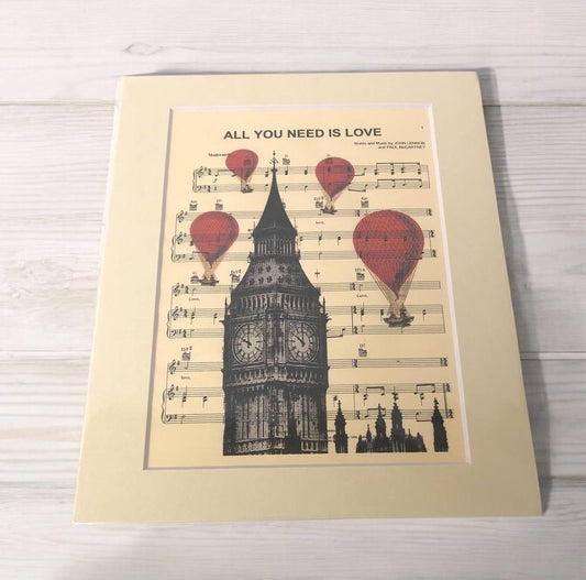 Big Ben and Hot Air Balloons - Unique Art Print Hard Board Poster