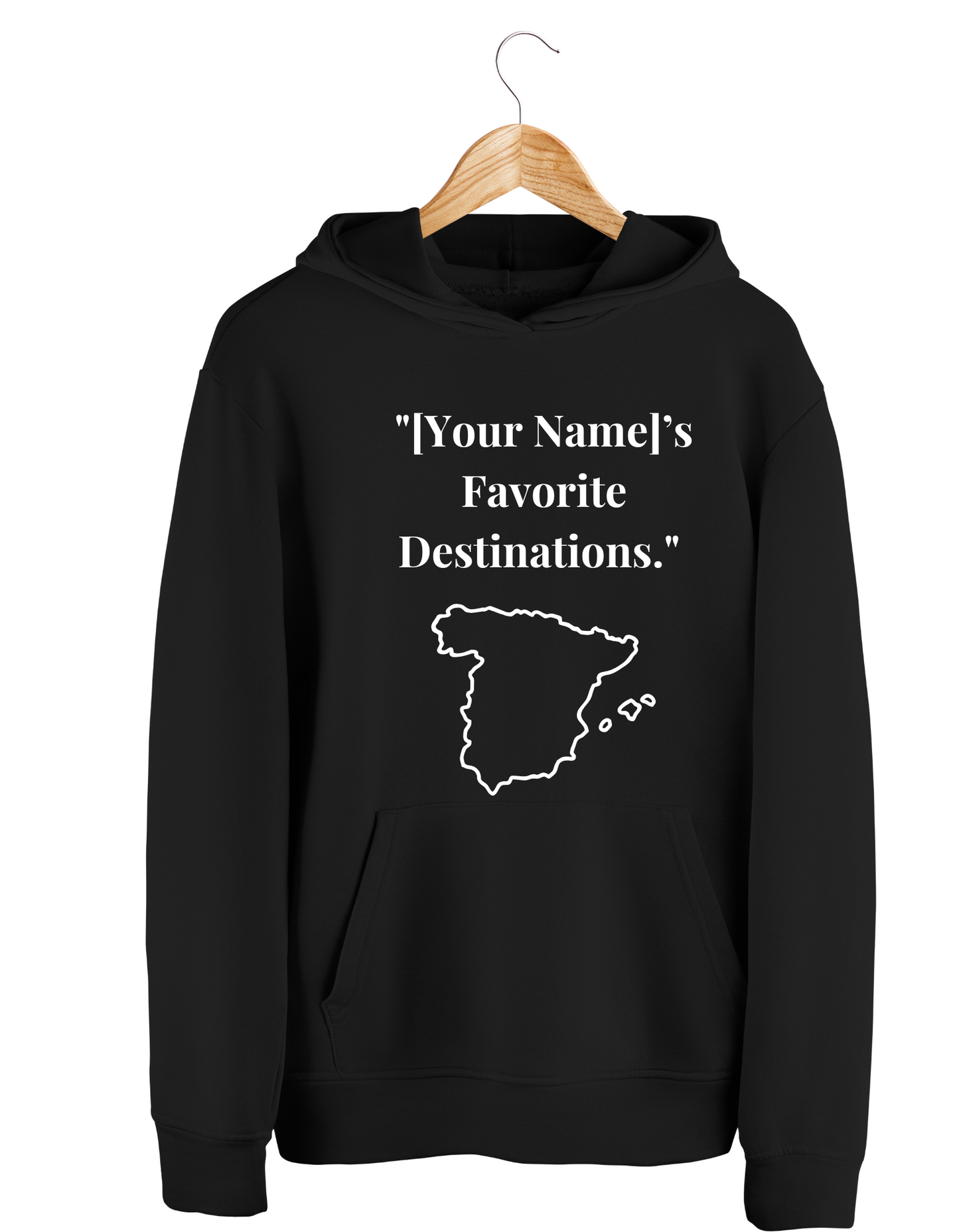 [Your Text]'s Favourite Destination Hoodie | Customized Black Hoodie