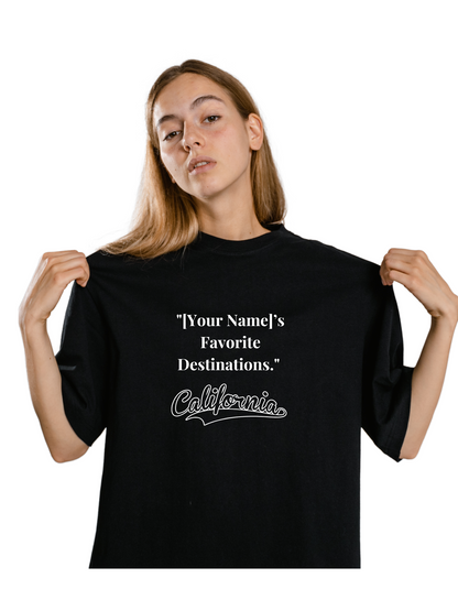 [Your Text]'s Favourite Destination Tee | Custom Black T-Shirt