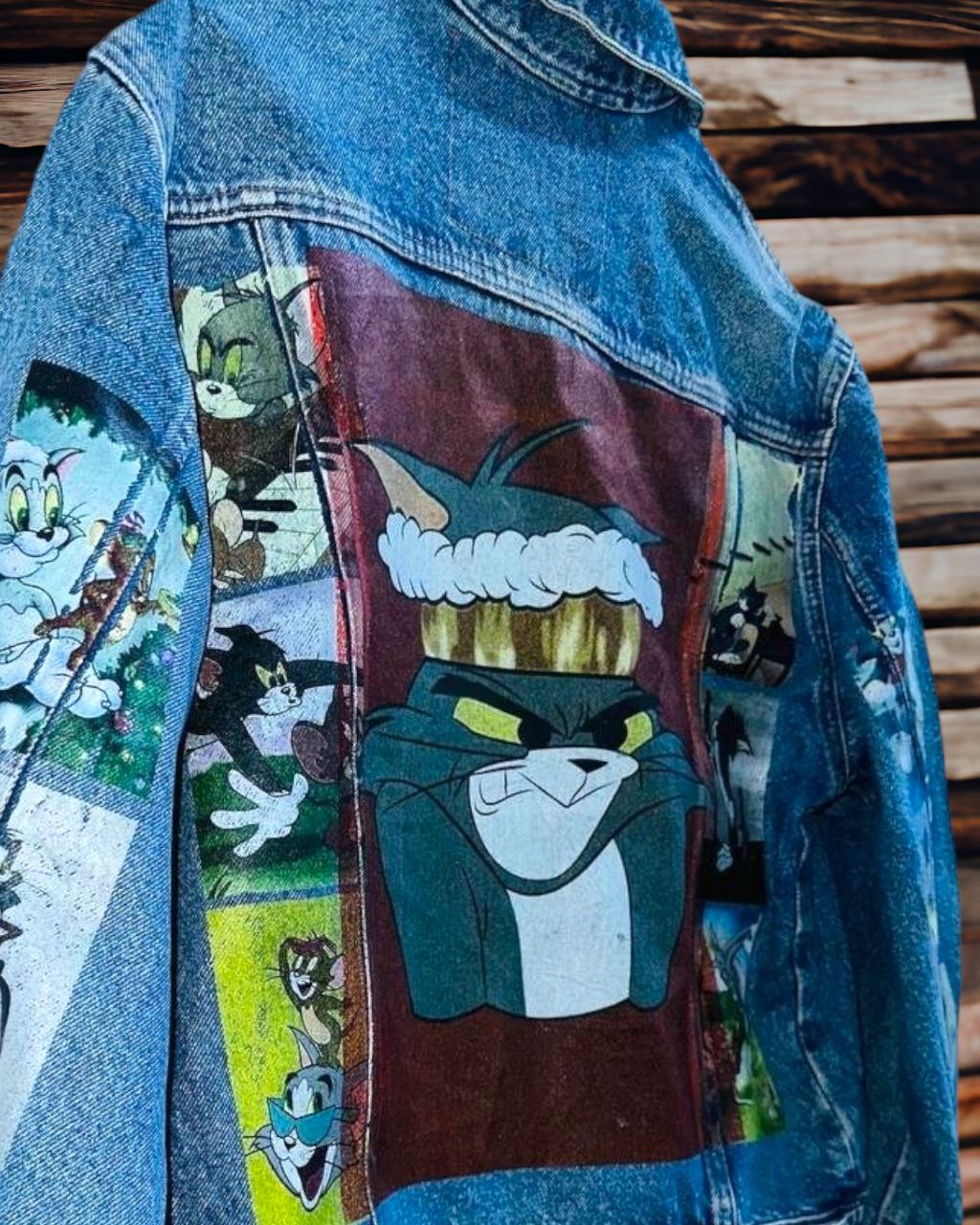 a picture of tom and jerry printed denim jackets