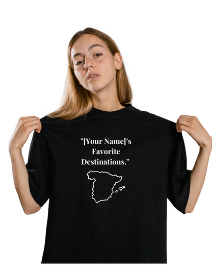 [Your Text]'s Favourite Destination Tee | Custom Black T-Shirt