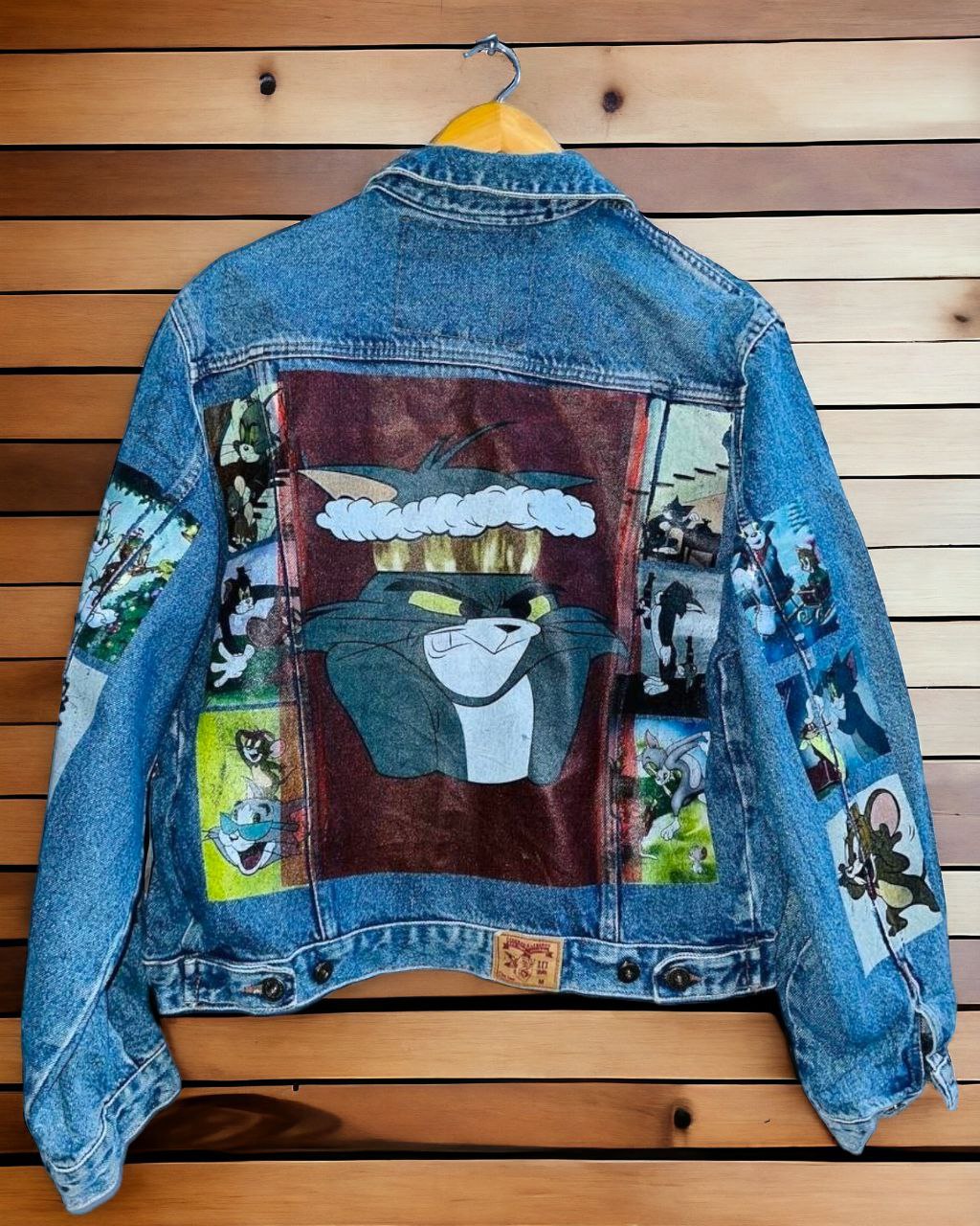 a picture of tom and jerry printed denim jackets