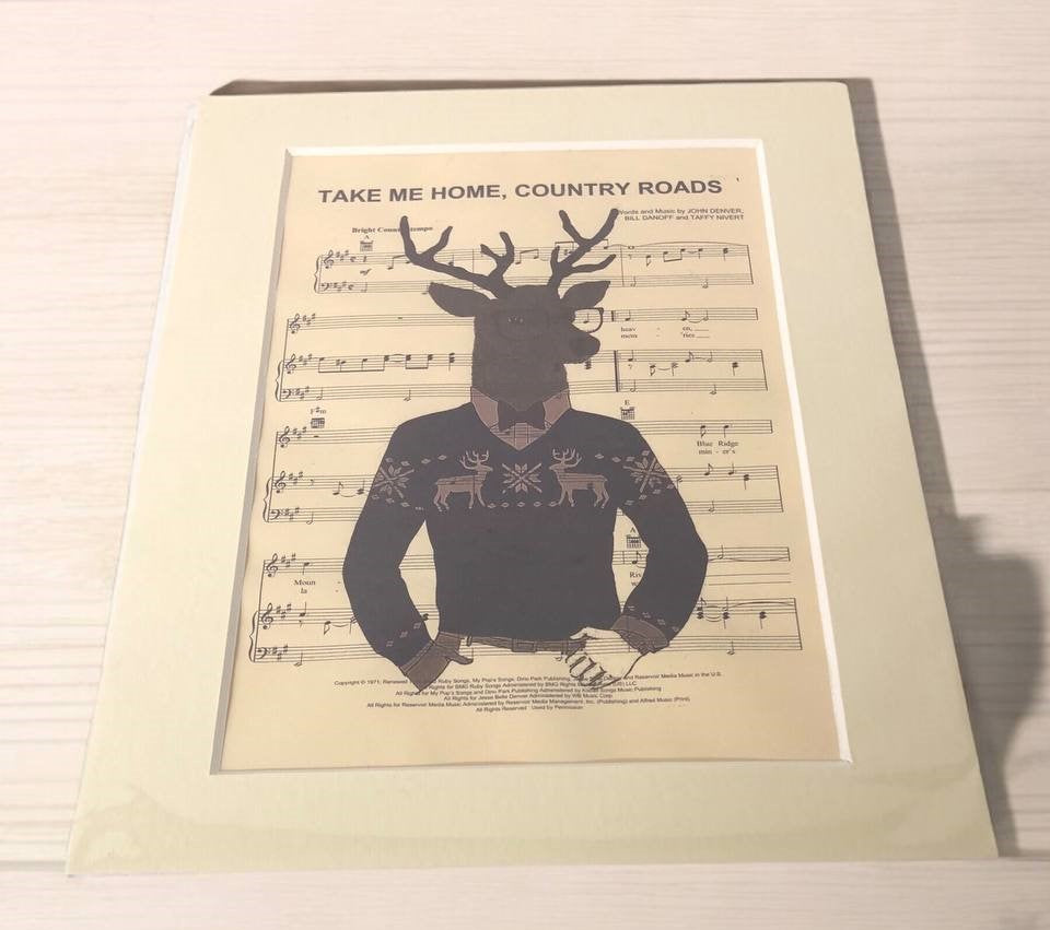 Take Me Home, Country Roads Deer Poster  - Unique Art Print Hard Board Poster