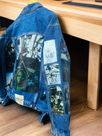 a picture of pink floyd printed denim jackets