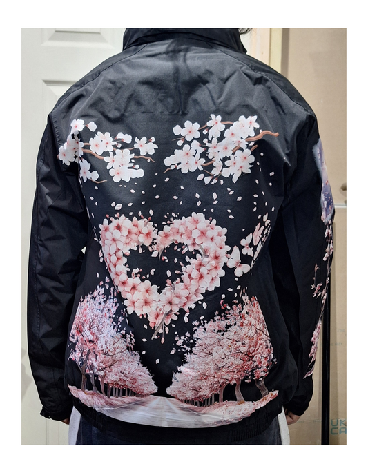 Bomber Jacket with Japanese Sakura Design – Stylish and Warm Outerwear For Winter in Various Sizes