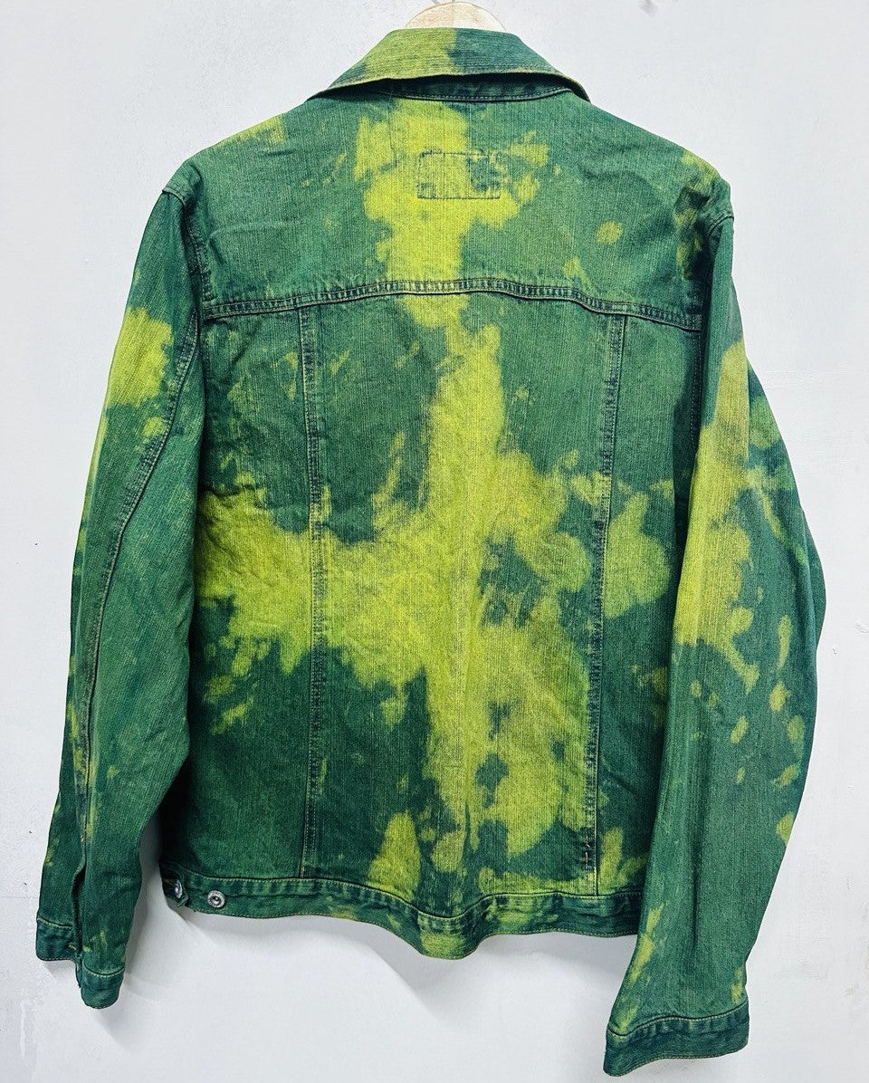 Vintage 80s and 90s Men's Trucker Bleached Denim Jackets - Black - Yellow-Red- Green Colour And Various Size