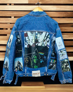 a picture of pink floyd printed denim jackets