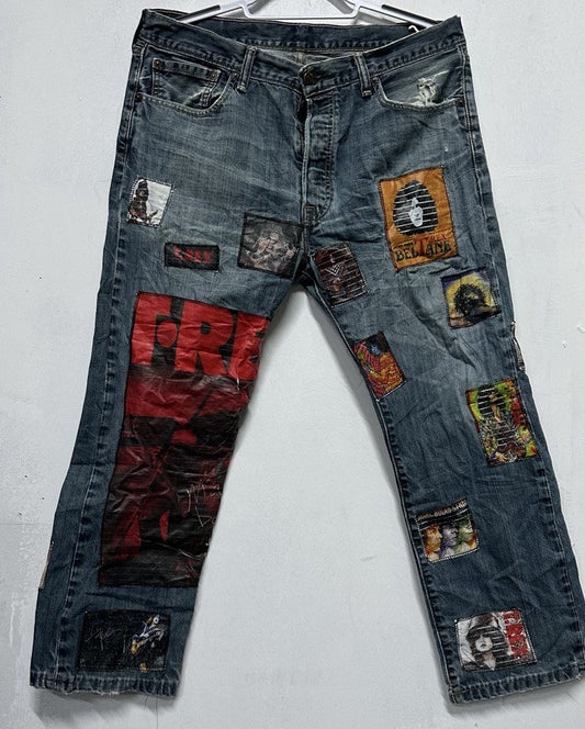 Vintage Mystery Denim Pants - Custom Patchwork Jeans, Unique Designs, Various Sizes