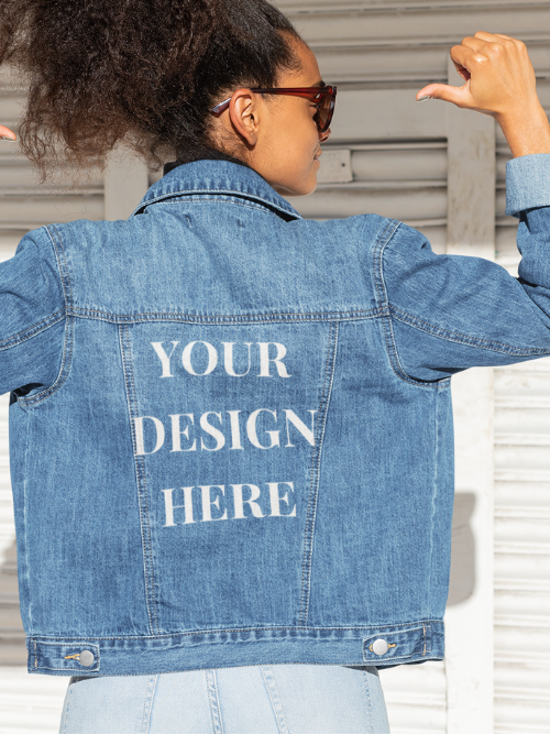 "Your Own Design " Single Print Vintage Denim Unisex Jacket