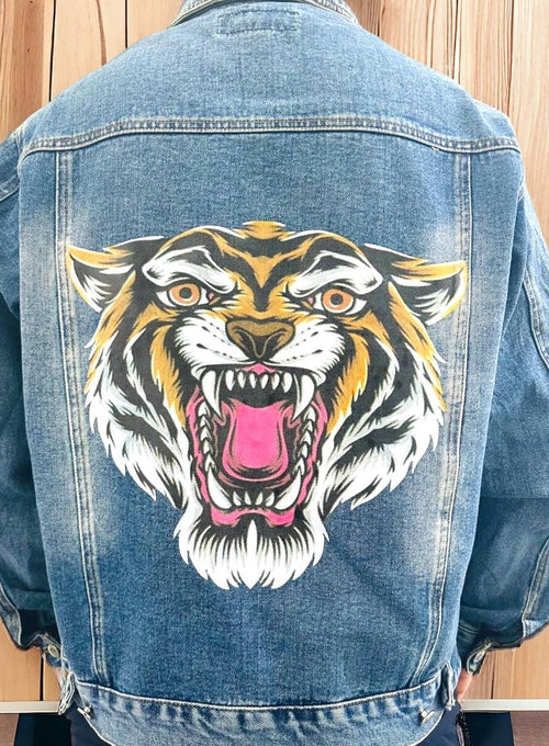 Tiger theme denim jacket 