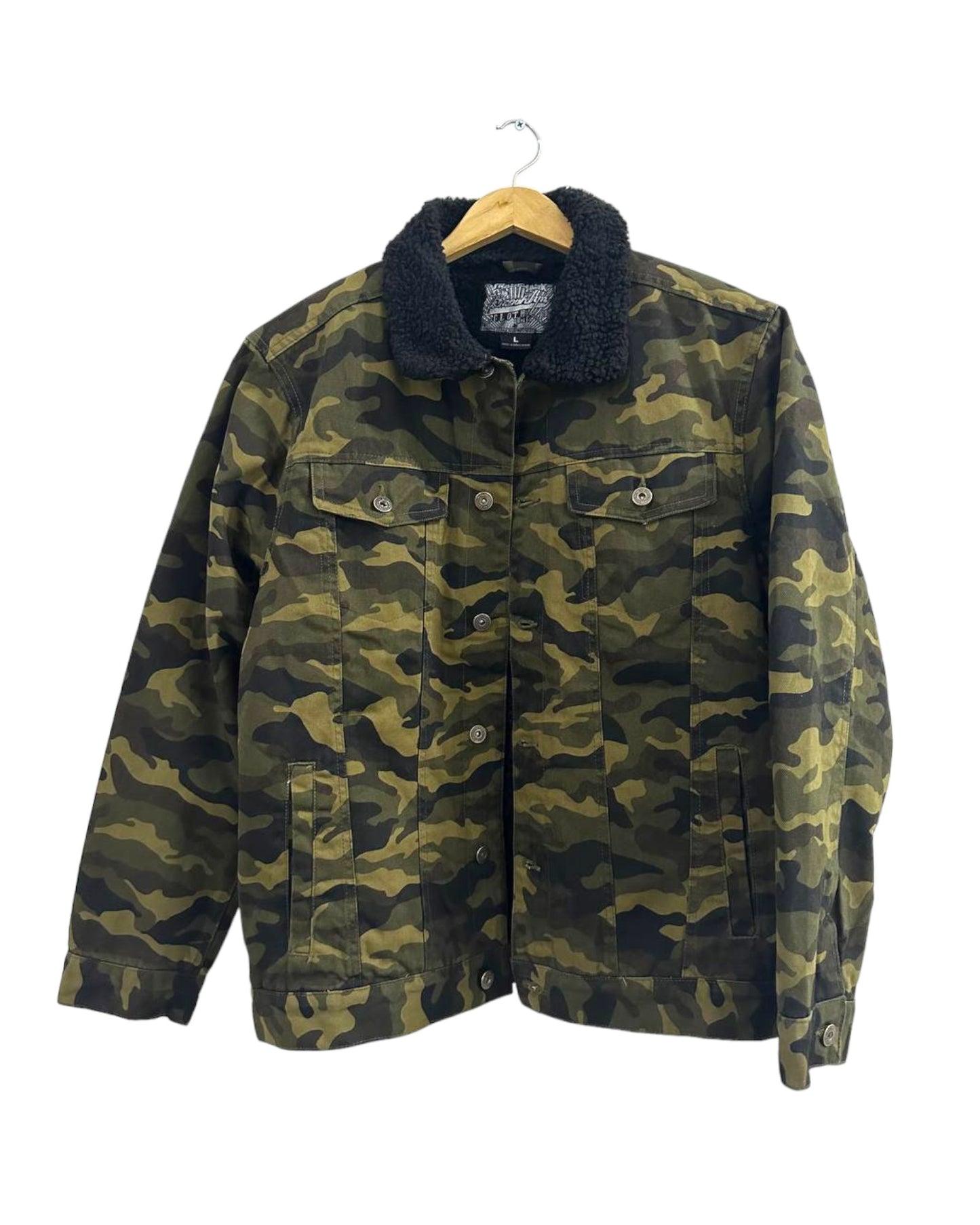 Customized Graphic Camo Print Sherpa Jacket | Horror Design Camouflage Print Jackets