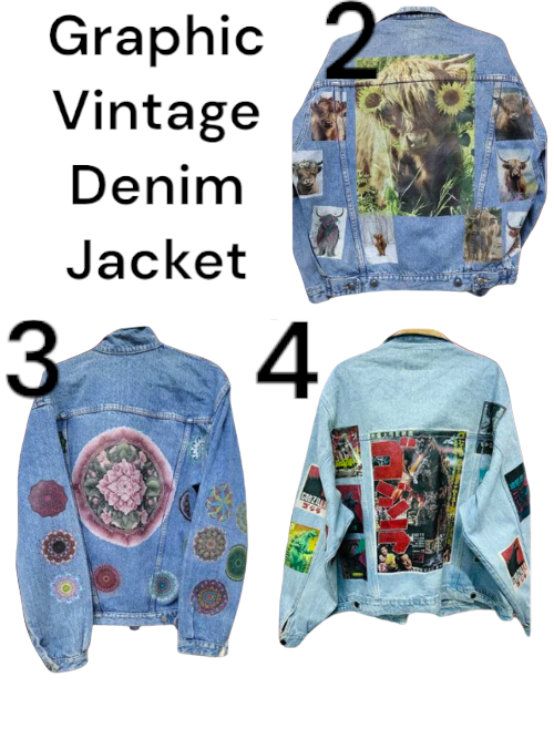 Vintage Customized Multi-Patches Trucker Denim Jacket  80s 90s Style  S-XXL