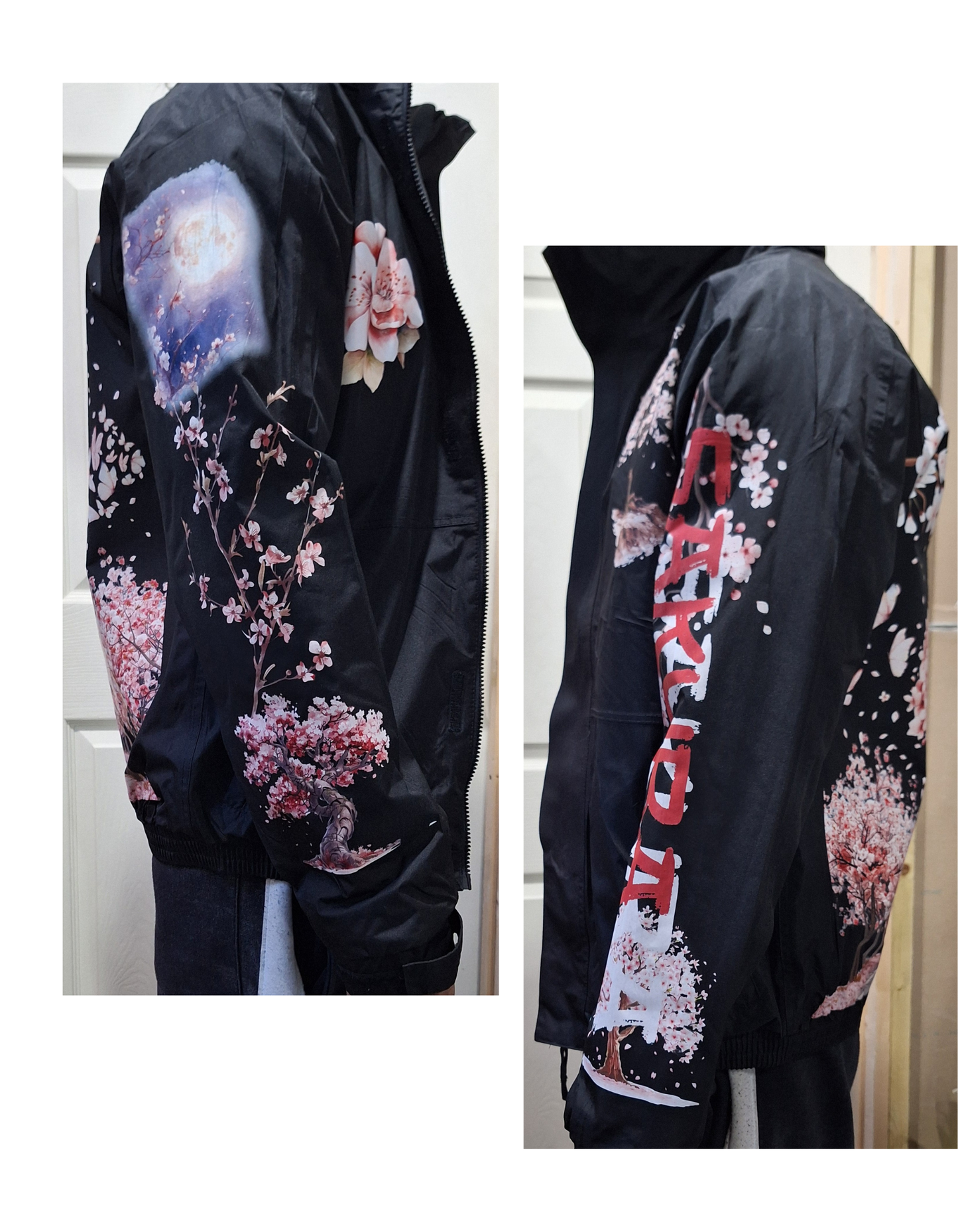 Bomber Jacket with Japanese Sakura Design – Stylish and Warm Outerwear For Winter in Various Sizes