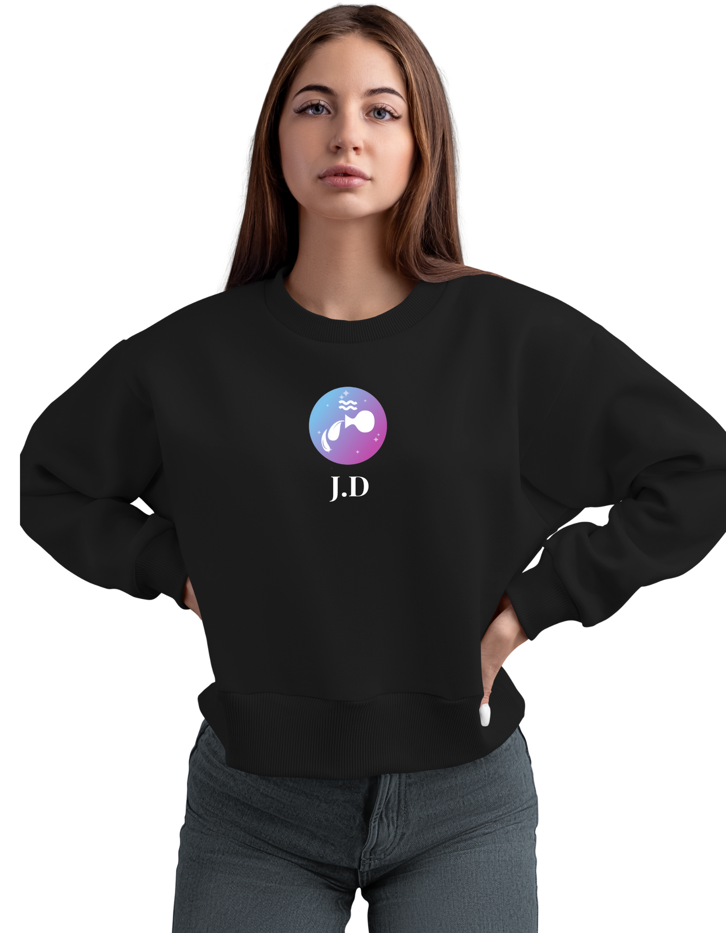 Your Zodiac Sign with Your Name, Initial, Lucky Number Custom Sweatshirt | Personalized and Stylish