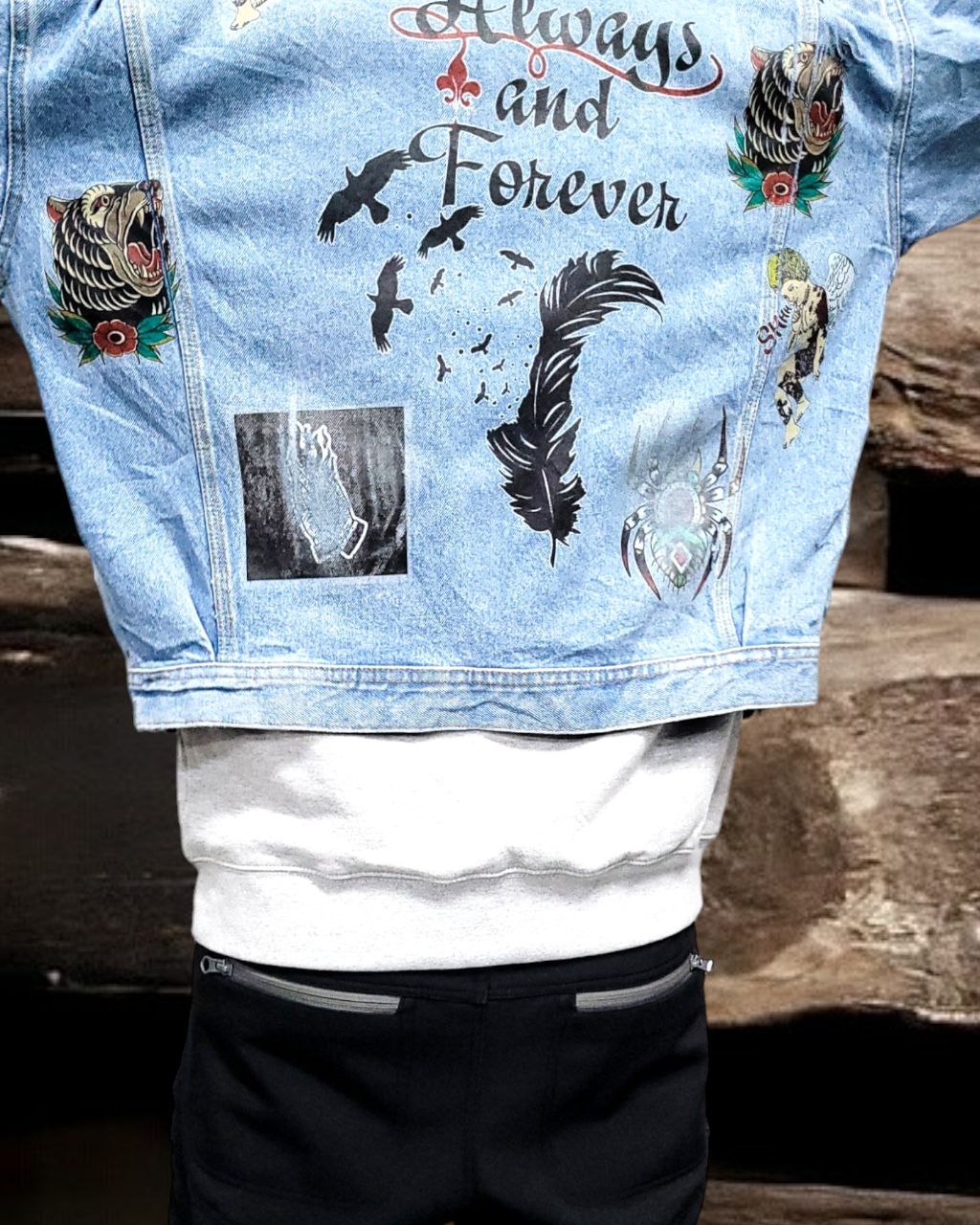 Freedom Vintage Denim Jacket Graphic design Iron On Mens Womens Kids