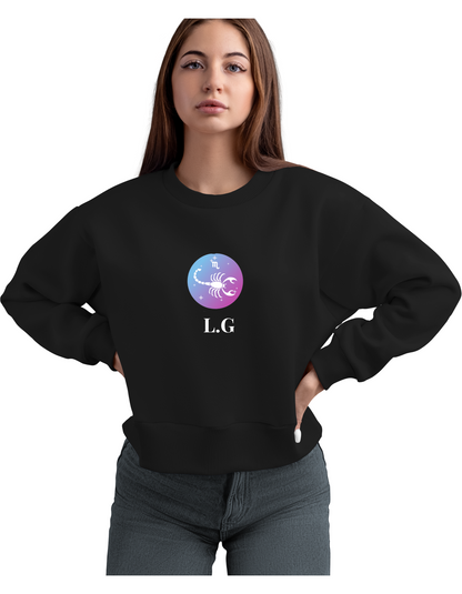 Your Zodiac Sign with Your Name, Initial, Lucky Number Custom Sweatshirt | Personalized and Stylish