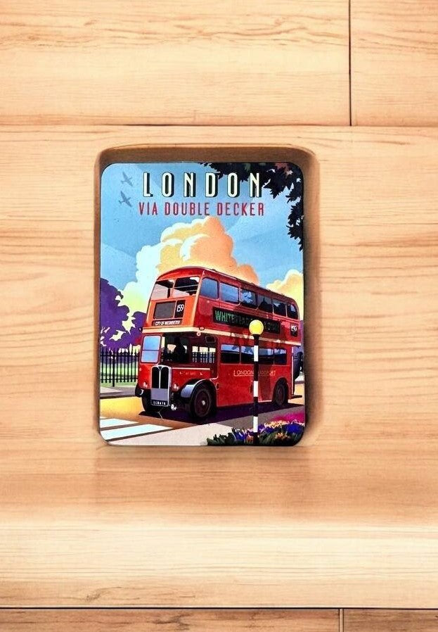 London-Themed Wooden Metal Magnet - Perfect Gift and Stylish Fridge Decor