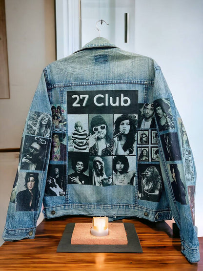 Club 27 Printed Denim Jacket l Printed Denim Jacket l Unisex Customized Denim Jacket