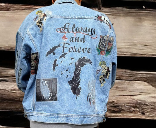 Freedom Vintage Denim Jacket Graphic design Iron On Mens Womens Kids