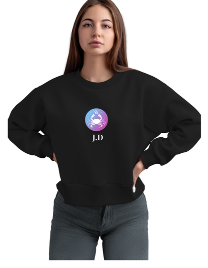 Your Zodiac Sign with Your Name, Initial, Lucky Number Custom Sweatshirt | Personalized and Stylish