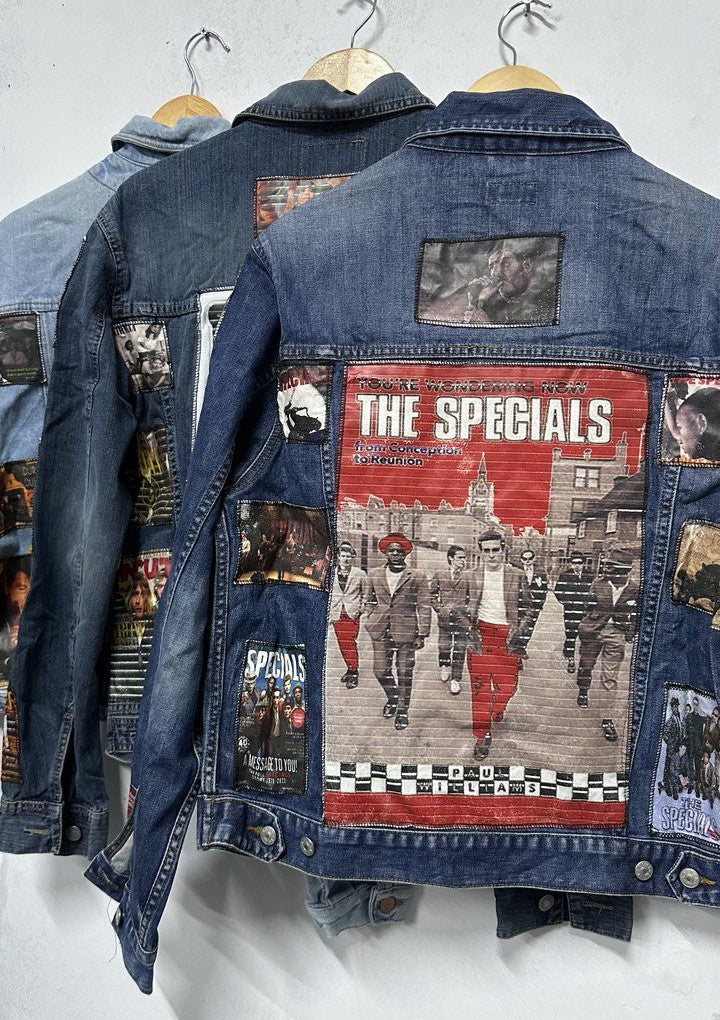 Customized Vintage Unisex Denim Jacket with Iconic Stitch Patches - Various Sizes Available