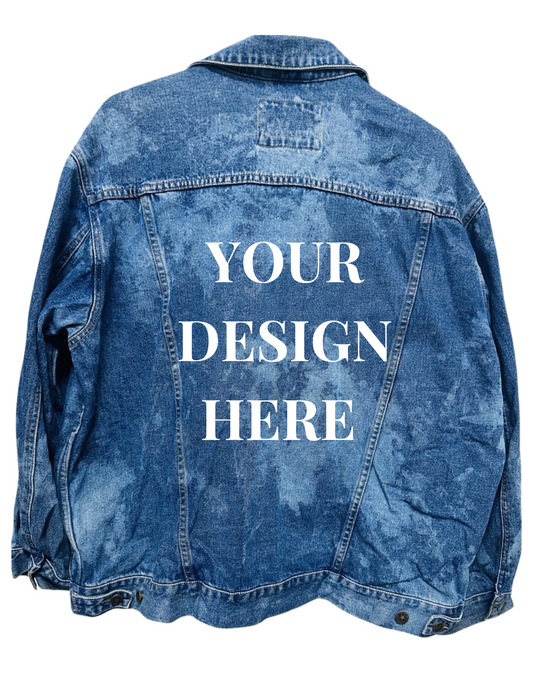 Customize with 'Your Own Design ' customised vintage 80's 90's trucker bleached denim jeans jacket S-XXL