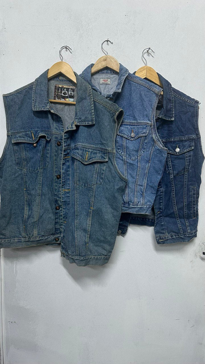 Vintage Sleeveless Denim Jacket - Sizes: S, M, L, XL